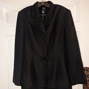 M.T. Morgan Taylor Studios Black Embellished Skirt & Jacket Black Suit - SIze 12